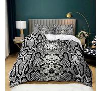 Duvet Cover Sets single 135x200 cm Gray Snake Pattern 3D Printing Duvet Cover Easy Care Bed Linen Soft Cosy Microfibre Bedding Sets with Pillowcases