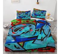 Duvet Cover Sets Single Street 3D Printed Reversible Bedding Set 2 Pillowcases and Zipper Closure soft Microfiber lightweight Comforter Cover for Girls Boys yf 116