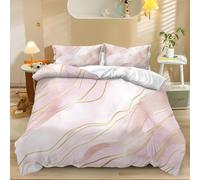 Duvet Cover Sets Soft Microfibre Abstract Marble Lines Printed All Seasons Quilt Cover Single Size Fade Wrinkle Resistant 135 x 200 cm Duvet Cover Sets With Zipper Closure Pink Gold