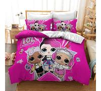 Duvet Cover Sets Surprise Lol Pink Girl - Perfect Single King Size Bedding Sets with Pillow Cases & Breathable Anti-mite Winter (pink 02,Double(200x200cm))