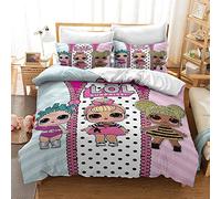 Duvet Cover Sets Surprise Lol Pink Girl - Perfect Single King Size Bedding Sets with Pillow Cases & Breathable Anti-mite Winter (pink 01,Double(200x200cm))