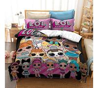 Duvet Cover Sets Surprise Lol Pink Girl - Perfect Single King Size Bedding Sets with Pillow Cases & Breathable Anti-mite Winter (pink 03,Single(135x200cm))