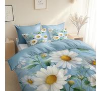 Duvet Cover Sets Surrealism Watercolor Flowers Double 200 X 200 Cm, Ultra Soft Microfiber Luxury Non Iron Quilt Cover With Zipper Closure, Hypoallergenic Bedding Set Sky Blue