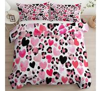 Duvet Cover Sets Valentine'S Day Theme Leopard Print Single 135 X 200 Cm, 3D Printing Duvet Cover Easy Care Bedding Sets Pink, For Kid Teens Boys And Girls Man With Zipper Closure & Corner Ties