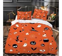Duvet Cover Single 3D Printed Halloween Bedding Set Soft Microfiber For Kids Boys Girls Comfortable With Zipper Closure Yellow Quilt Cover 2 Pillowcases QJ63