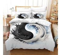 Duvet Cover Single 90X190 Cm Tai Chi Yin Yang Bagua With 2 Pillowcases 3D Printed Bedding Set Quilt Case Children Teens Microfibre Zipper Closure Adults Kids - Hypoallergenic Comfort Fabr-79433543546