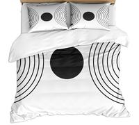 Duvet Cover Single Bed, 3 Pieces 3D Black And White Circle Arc Simple Bohemian Pattern Baby Kids Winter Bedding Sets, 1 Ultra Soft Microfiber Christmas Quilt Cover 135X200Cm + 2 Pillowcases, Zipper