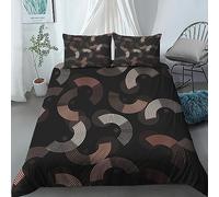 Duvet Cover Single Bed, 3 Pieces 3D Black Background Color Arc Geometry Pattern Baby Kids Winter Bedding Sets, 1 Ultra Soft Microfiber Christmas Quilt Cover 135X200Cm + 2 Pillowcases, Zipper Closur