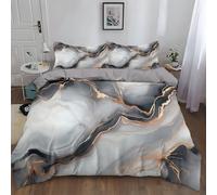 Duvet Cover Single Reversible Luxury Rose Gold Marble Pattern Pattern Bedding Duvet Cover with Zipper Grey Quilt Cover for All Seasons 135 x 200 cm Soft Microfiber Adults & Kids Duvet Covers