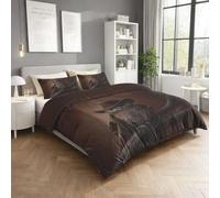 Duvet Cover Small Double -3 Piece Microfiber Bedding Set for Boys & Girls Premium Reversible Funny Animals Owl Design 180 x 200 cm Zip Closure Soft and Comfortable Brown