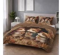 Duvet Cover Super King Size - Luxuriously Breathable Soft Bedding sets - Cartoon Animals Hamster Premium Reversible Printing Microfiber 3 Piece 260 x 220 cm With Zipper Closure Girls Boys Brown