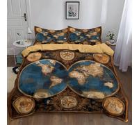 Duvet Cover Vintage Nautical Map 120 x 150 cm Cot-bed Breathable Microfiber Duvet Cover Set, Easy care Non Iron Quilt Bedding Cover with 1 Pillowcase 40 x 60 cm, Yellow