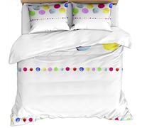 Duvet Covers Double Bed 3 Pcs Colorful Watercolor Dots And Lines On White Background Pattern Easy Care Bedding Set Duvet Covers 200X200Cm With 2 Pillowcases 50X75Cm Soft Microfiber Quilt Cover Set