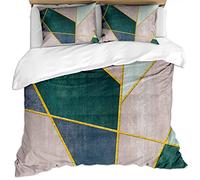 Duvet Covers Double Bed 3 Pcs Pink Blue Green Nordic Luxury Geometric Art Pattern Easy Care Bedding Set Duvet Covers 200X200Cm With 2 Pillowcases 50X75Cm Soft Microfiber Quilt Cover Set With Zipper