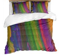 Duvet Covers King Size Beds 3 Pcs Colorful Vertical Stripes Dripping Ink Abstract Luxury Art Pattern Easy Care Bedding Set Duvet Covers 230X220Cm With 2 Pillowcases 50X75Cm Soft Microfiber Quilt Co