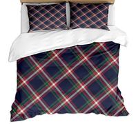 Duvet Covers King Size Beds, 3 Pieces 3D Dark Blue Colorful Striped Plaid Retro Minimalist Art Pattern Kids Adults Winter Bedding Sets, Ultra Soft Microfiber Christmas Quilt Cover 230X220Cm + 2 Pil
