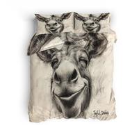 duvet covers king size Donkey Smile double duvet cover set Ultra-breathable microfiber blanket cover with stylish reversible pattern and concealed zip