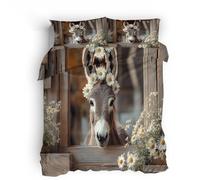 duvet covers king size Flower Donkey double duvet cover set Ultra-breathable microfiber blanket cover with stylish reversible pattern and concealed zip
