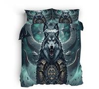duvet covers king size Iron Wolf King double duvet cover set Ultra-breathable microfiber blanket cover with stylish reversible pattern and concealed zip