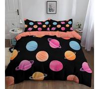 Duvet Covers Set Ultra soft Hypoallergenic Luxury - Bedding Single 3 PCs with 2 Pillowcases, Modern Planets Universe Outer Space, Premium Microfiber Reversible Quilt Cover with Zipper 135 x 200 cm
