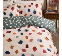 Duvet Day Astrid Duvet Cover Set - Reversible Ultra Soft Brushstroke Polka Dot Bedding Set (Multi/Teal - Double)