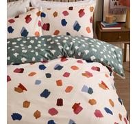 Duvet Day Astrid Duvet Cover Set - Reversible Ultra Soft Brushstroke Polka Dot Bedding Set (Multi/Teal - Double)