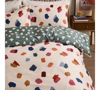 Duvet Day Astrid Duvet Cover Set - Reversible Ultra Soft Brushstroke Polka Dot Bedding Set (Multi/Teal - Single)