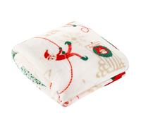 Duvet Day Elfie Printed Christmas Fleece Throw, Cream/mint, 130 X 150Cm