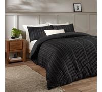 Duvet Day Harrison Stripe Duvet Cover Set - Minimal Tufted Design with Soft-Touch Fabric and Easy-Care Finish (Black - King)