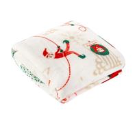 Duvet Day Elfie Throw - Festive Christmas Elf Fleece Blanket for Bed or Sofa (Cream/Mint - 130x150cm)