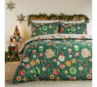 furn. Duvet Day Festive Treats Duvet Cover Set - Reversible Soft Christmas Bedding (Emerald - Single)