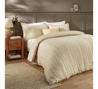 Duvet Day Harrison Stripe Duvet Cover Set - Minimal Tufted Design with Soft-Touch Fabric and Easy-Care Finish (Linen - Double)