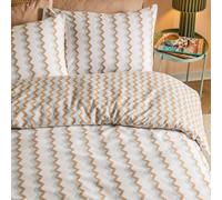 Duvet Day Izzie Duvet Cover Set - Reversible Ultra Soft Bold Zig Zag Striped Bedding Set (Blue/Caramel - Double)