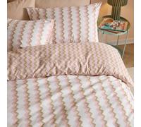 Duvet Day Izzie Duvet Cover Set - Reversible Ultra Soft Bold Zig Zag Striped Bedding Set (Green/Pink - King)