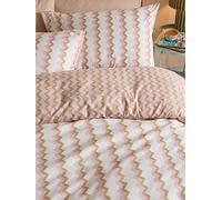 Duvet Day Izzie Duvet Cover Set - Reversible Ultra Soft Bold Zig Zag Striped Bedding Set (Green/Pink - Double)