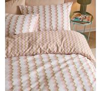 Duvet Day Izzie Duvet Cover Set - Reversible Ultra Soft Bold Zig Zag Striped Bedding Set (Green/Pink - Double)