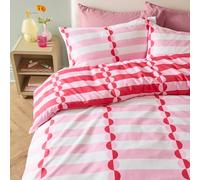 Duvet Day Lottie Duvet Cover Set - Reversible Ultra Soft Vibrant Geometric Bedding Set (Red/Pink - Single)