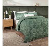 Duvet Day Seville Leaf Duvet Cover Set - Tufted Soft Touch Leaf Design with Easy-Care Finish (Green - Super King)