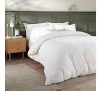 Duvet Day Seville Leaf Duvet Cover Set - Tufted Soft Touch Leaf Design with Easy-Care Finish (White - King)