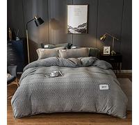 Duvet Double Coral Four-Piece Winter Double-Sided Fleece Sheet French Quilt Cover Milk Flannel Bedding-Pink Jade_1.2-135m (Classic Silver Ash 1.8m bed)