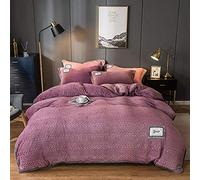 Duvet Double Coral Four-Piece Winter Double-Sided Fleece Sheet French Quilt Cover Milk Flannel Bedding-Pink Jade_1.2-135m Bed (Athens Light Purple 1.2)