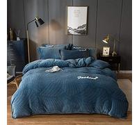 Duvet Double Coral Four-Piece Winter Double-Sided Fleece Sheet French Quilt Cover Milk Flannel Bedding-Pink Jade_1.2-135m (Sapphire 1.8m bed)