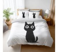 Duvet Quilt Cover Set Fade Resistant Long Lasting bedding set double bed even all the seasons Warm and Soft Double Cover Set 2 Pcs 150 x 200 cm White Black Minimalist Animal Cat