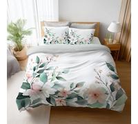 Duvet Quilt Cover Set Fade Resistant Long Lasting bedding set double bed even all the seasons Warm and Soft Double Cover Set 3 Pcs 180 x 200 cm Green White Country Floral Peach Blossom