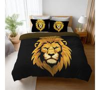 Duvet Quilt Cover Set Fade Resistant Long Lasting bedding set double bed even all the seasons Warm and Soft Double Cover Set 3 Pcs 200 x 200 cm Yellow Black Simple Animal Lion