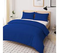 Duvet Quilt Cover Set - Poly Cotton Plain Dyed Bedding Set With Matching Pillowcases- Easy Care Machine Washable - Durable | Single Double King Super King Bed Size (Royal Blue, Super King)