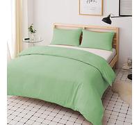 Duvet Quilt Cover Set - Poly Cotton Plain Dyed Bedding Set With Matching Pillowcases- Easy Care Machine Washable - Durable | Single Double King Super King Bed Size (Duck Egg, Single)