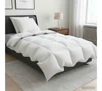 Duvet Quilt Set Winter White 155 x 220 cm 90% Goose Down 100% Cotton 2 Pillows.