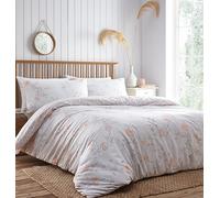 Duvet set country cottage flowers quilt cover pillow cases light grey bedding (Super King)