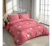 Duvet Set Double Pink· Minimalist Peach Small Dots 200 x 200 cm, Easy Care Soft Hypoallergenic Brushed Premium Microfibre Fabric - Duvet Cover, Non Iron Luxury Bedding Sets With Zipper Closure.